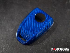 Alfa Romeo Giulia Key Fob Cover  - Carbon Fiber - Blue Candy Main/ Black Accents